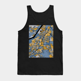 Riverside Map Pattern in Blue & Gold Tank Top